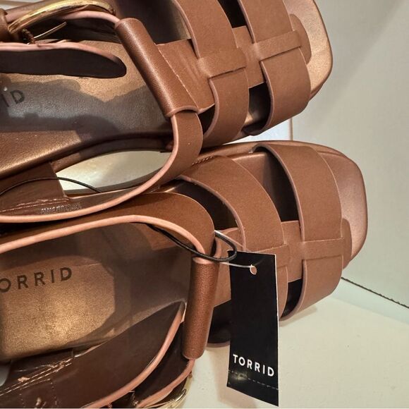 Torrid Platform Gladiator Sandals Chunky Fisherman Brown Ankle Strap Sandals - Picture 12 of 15